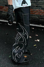 High Street WideLeg Printed Jeans
