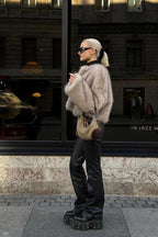 Textured Faux Fur Wide Sleeve Coat