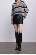 Colorful Striped Knit VNeck Sweater