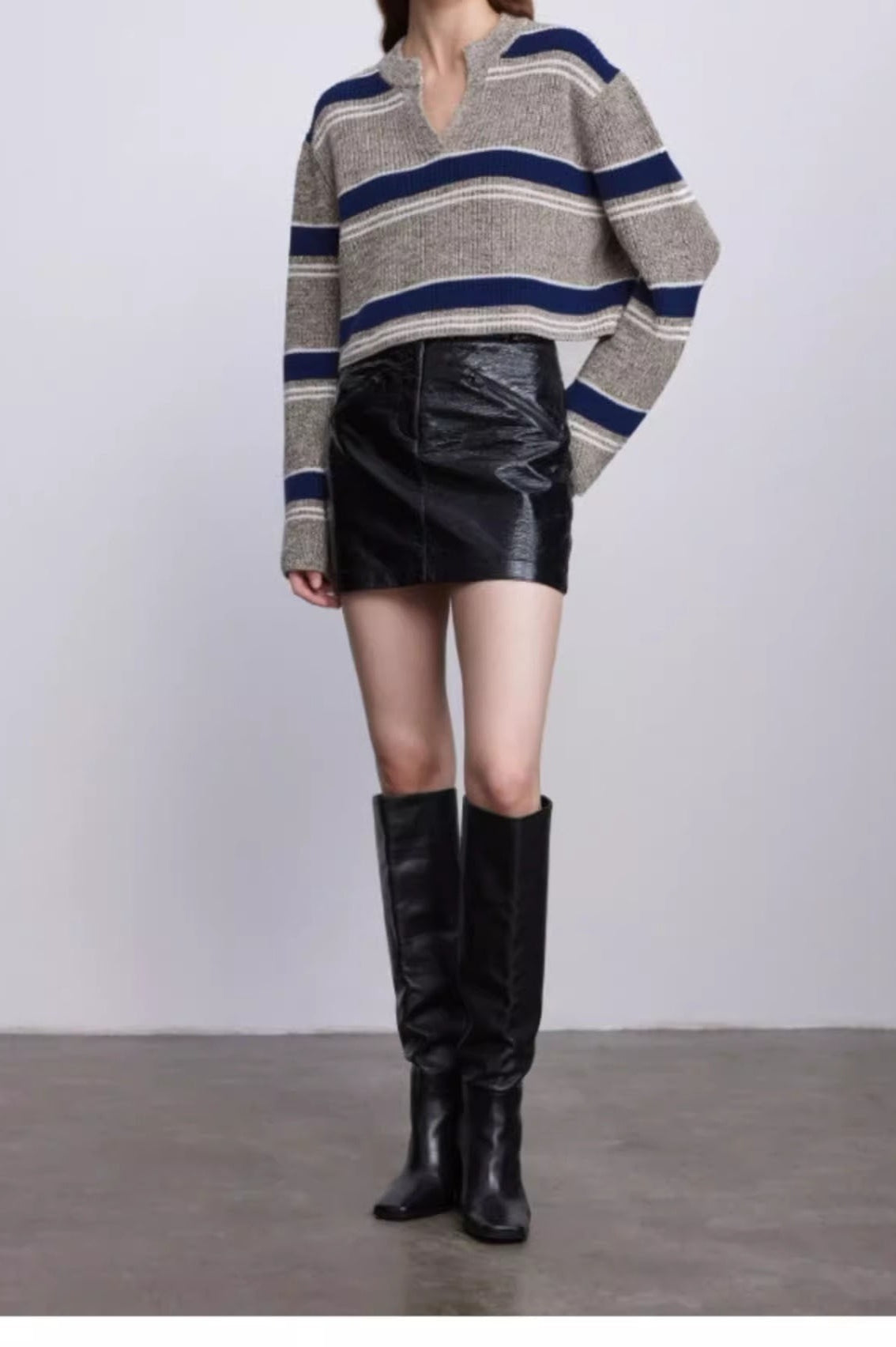 Colorful Striped Knit VNeck Sweater