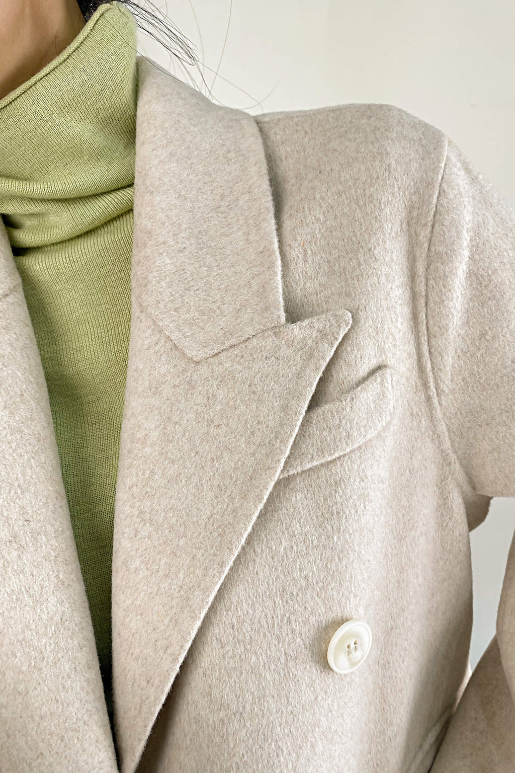 Gainsboro Premium Wool Double-Breasted Collared Longline Coat