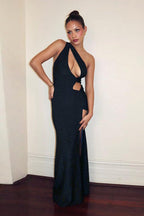 One-Shoulder Cutout Split Bodycon Party Dress