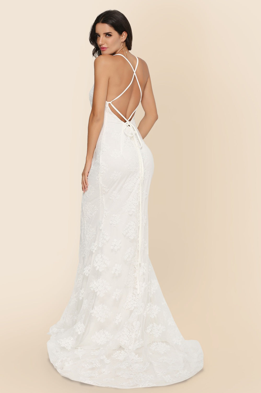 Long Sleeveless Cathedral Train Formal Dress