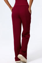 Relaxed Straight Leg  High Waist Knit Pants