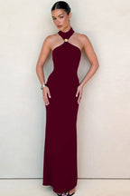 High Neck Sleeveless Slit Formal Dress