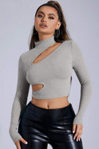Bodycon Mock Neck Long Sleeve Crop Top