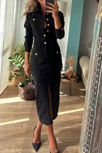 Fashionable ButtonUp Long Sleeve Denim Dress