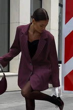 Chic Lace Insert Stripe Blazer