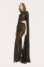 Lace Beaded Sequin Slim Cape Reception Dress