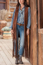 Fashionable Tassel Horse Slim Fit Sleeveless Vest Cape Coat