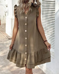 Gilda Statement Sleeveless V Neck Dress Premium Wardrobe Essential