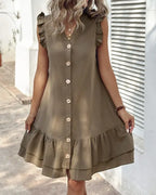 Gilda Statement Sleeveless V Neck Dress Premium Wardrobe Essential