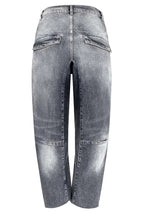 Casual Meetup Washed Denim Mid Rise Pocketed Barrel Jeans