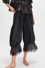 Hollow Out Lace Tie Casual Pants