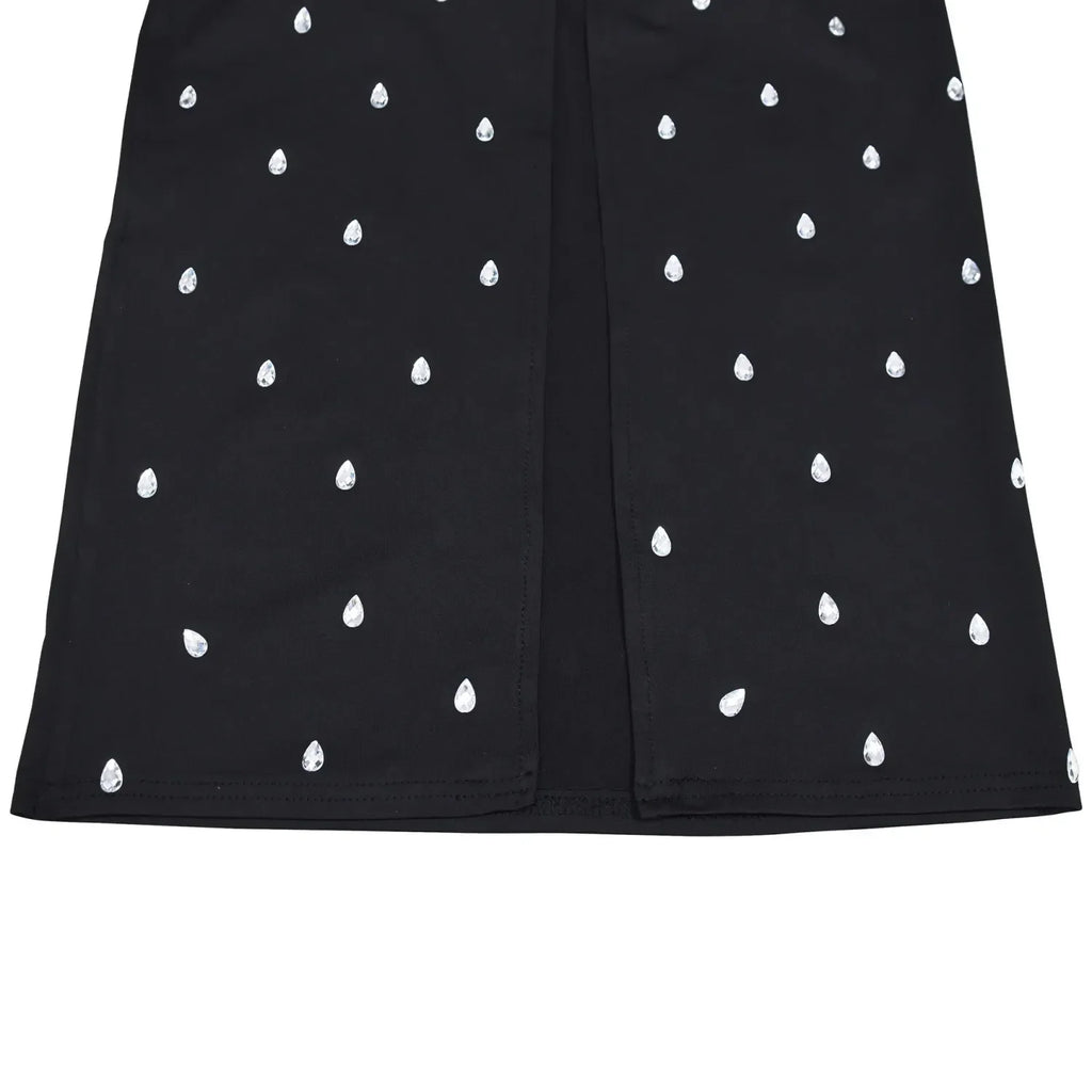 Rhinestone U-Neck Sleeveless Hip Dress