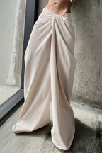Asymmetrical Twist Solid Wide Leg Pants