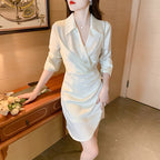 Ivory Pleat Detail Button Front Shirt Dress