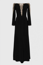 Iontk Black Beaded Diamond Mesh Maxi Dress