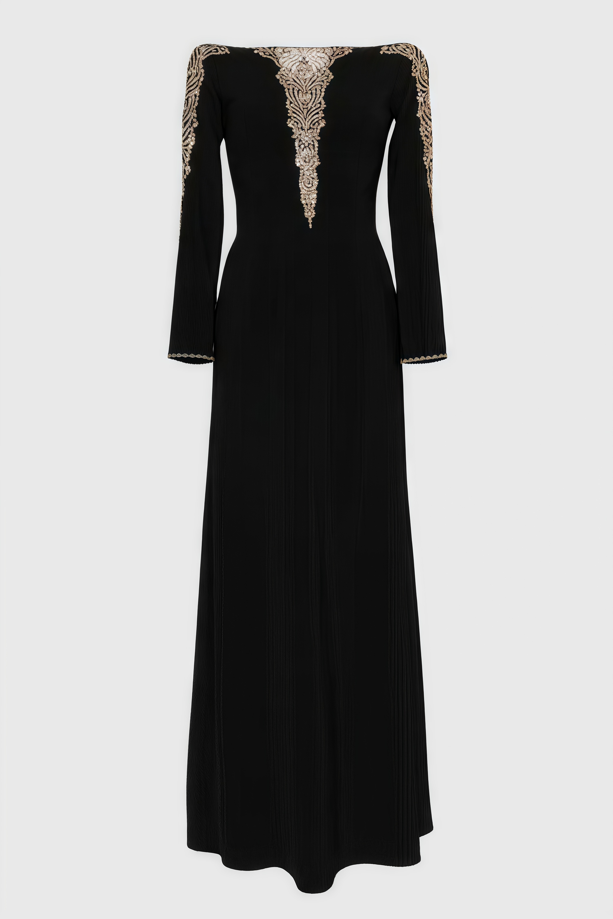 Iontk Black Beaded Diamond Mesh Maxi Dress