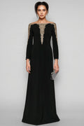 Iontk Black Beaded Diamond Mesh Maxi Dress