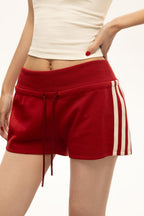 Retro Striped Drawstring Sports Shorts