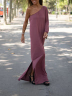 Abigail Elevated Elegantly Flowing One Shoulder Dress Everyday Luxe Edit