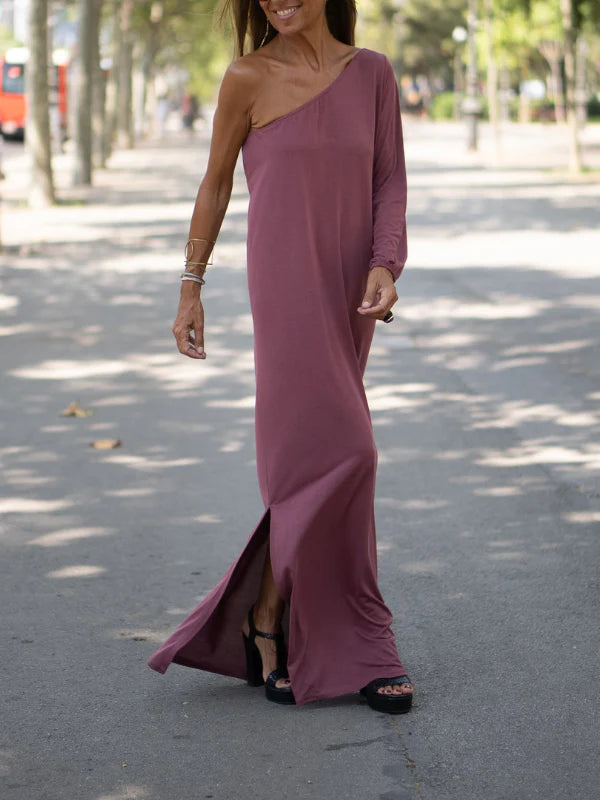 Abigail Elevated Elegantly Flowing One Shoulder Dress Everyday Luxe Edit