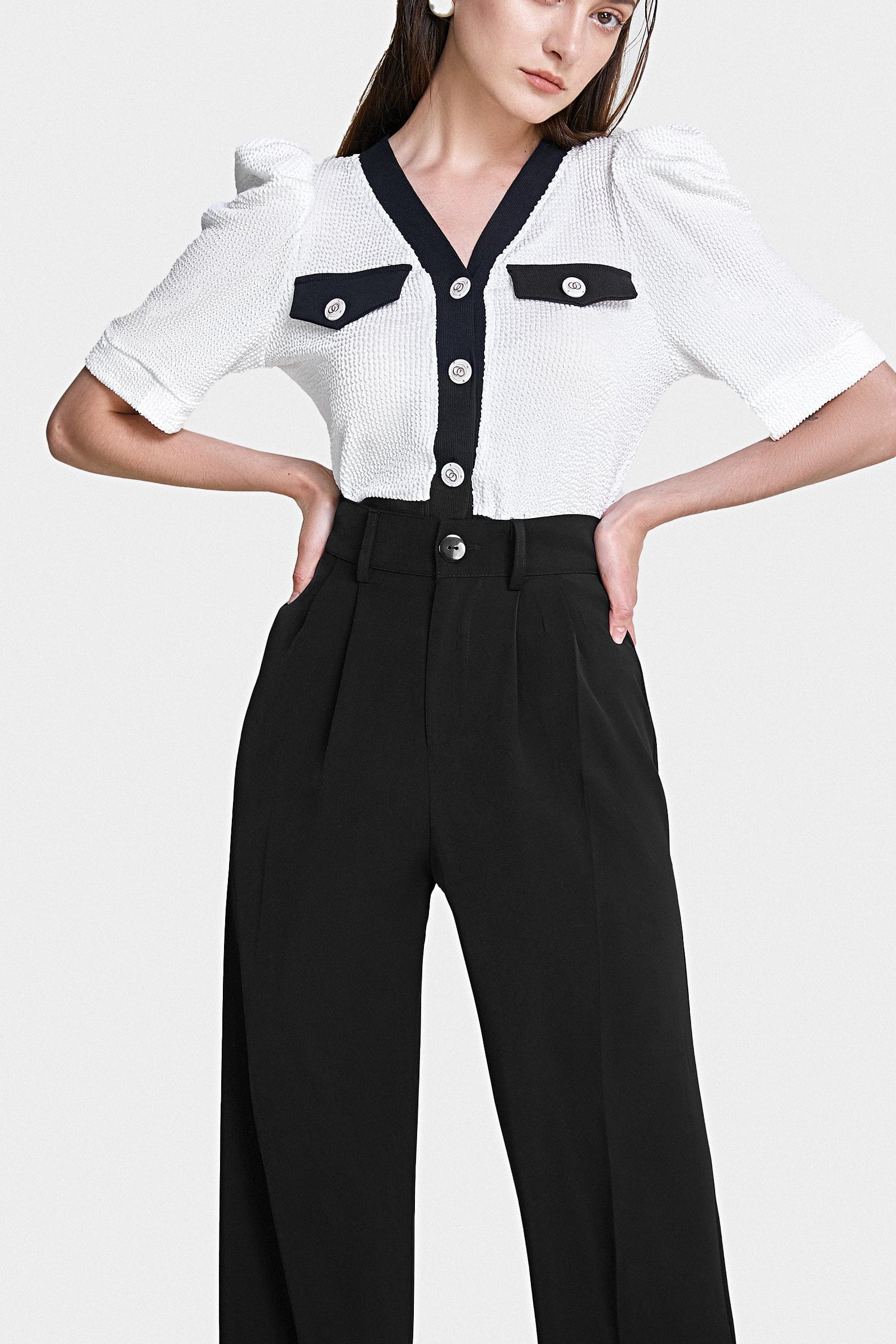 Black Straight Leg Suit Pants
