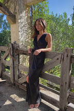 Vanesa Chic Deep V Neck Sleeveless Backless Dress Elevated Occasion Wear