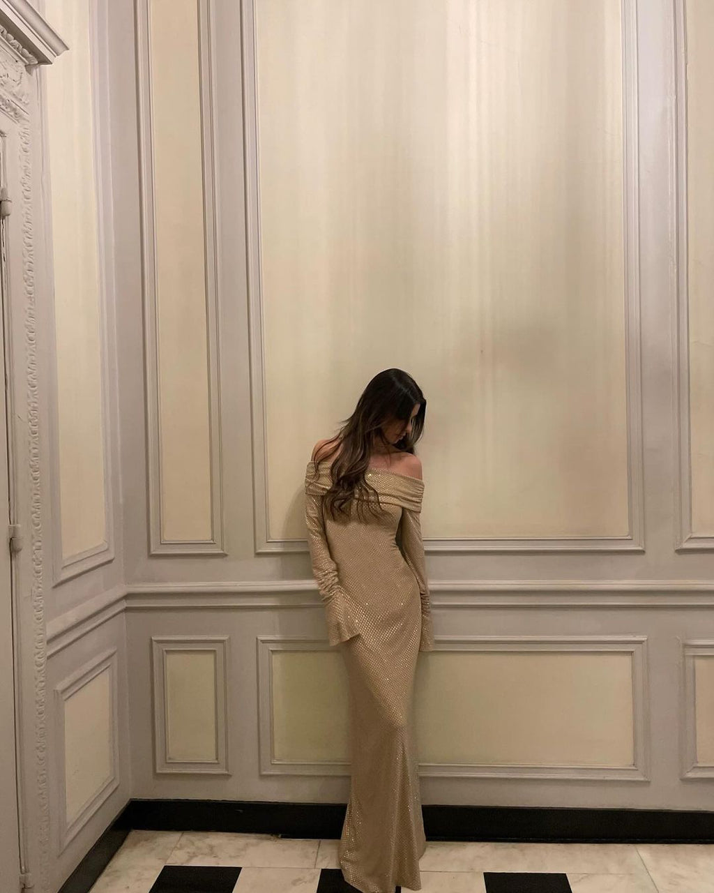 Babette - Off - Shoulder Shimmer Maxi Dress