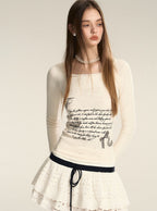 Print Square Neck Pure Desire Lace Base Top
