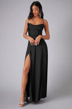 Elegant Spaghetti Strap Ruched Formal Dress