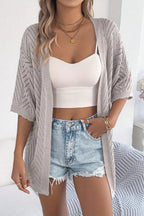 Solid Color Loose Short-sleeved Casual Knitted Cover-up