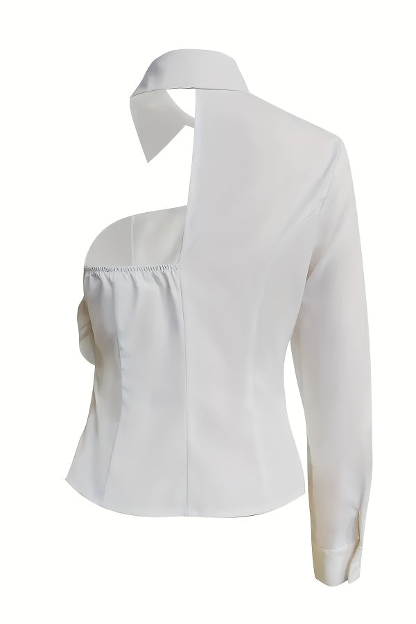 Stylish Three-dimensional Floral Collared Single-sleeve Casual Shirt