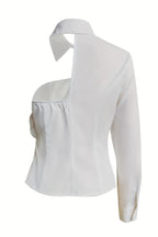 Stylish Three-dimensional Floral Collared Single-sleeve Casual Shirt