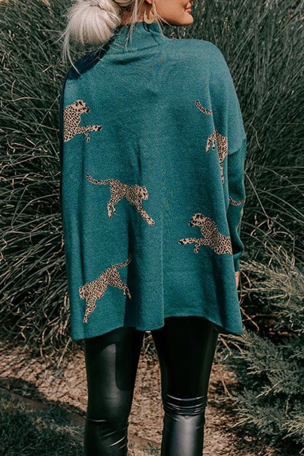 casual vintage tiger and leopard print long sleeve tops
