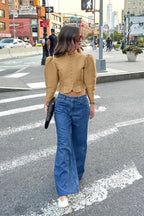 Mandarin Collar Puff Sleeve Blouse