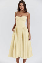 Milagros Premium Sleeveless Midi Dress with a Corset Fit Elevated Occasion Wear