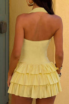 Halter Ruffle Hem Mini Dress