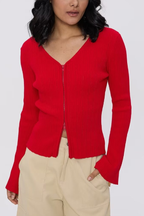 V-neck Knitted Cardigan Slim Sweater