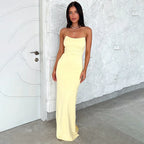 Irene Minimalist Strapless Satin Dress Boutique Collection