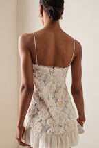Chic Chiffon Floral Applique Cami Layered Mini Dress