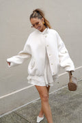 Relaxed Fit Wool Stand Collar Coat