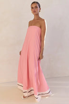 Strapless Printed Off Shoulder Maxi Boho Dress