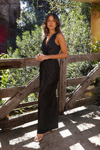 Vanesa Chic Deep V Neck Sleeveless Backless Dress Elevated Occasion Wear