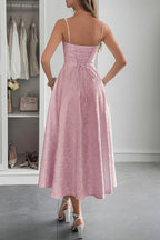 Elegant Spaghetti Strap Jacquard Maxi Formal Dress