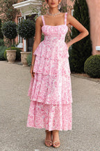 Chiffon Strap Maxi Floral Dress