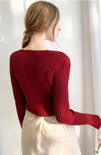 Slim Fit Lace Up V Neck Sweater