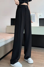 Fluid High Waist Narrow Wide Leg Straight Pants