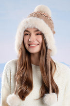 Faux Fur Fair Isle Knit Ear Flap Hat